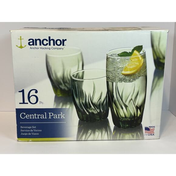Anchor Hocking Central Park 16pc Glass Drinkware Set Tumblers & Rocks Clear - Picture 3 of 16